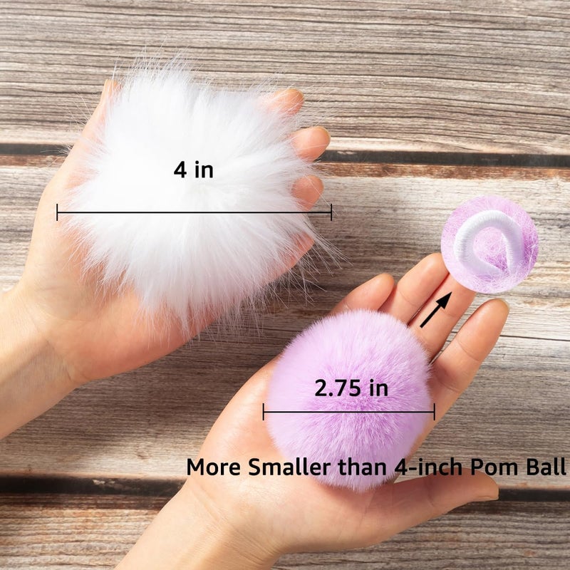 Homtable 12 Pcs Small Faux Fur Pom Pom Balls 2.75 in Fur Fluffy Pompom Ball with Elastic Loop for Hats, Shoes, Scarves, Gloves, Bags, Key Chain Charms Accessories, 2 3/4 inches (Violet) - Image 2